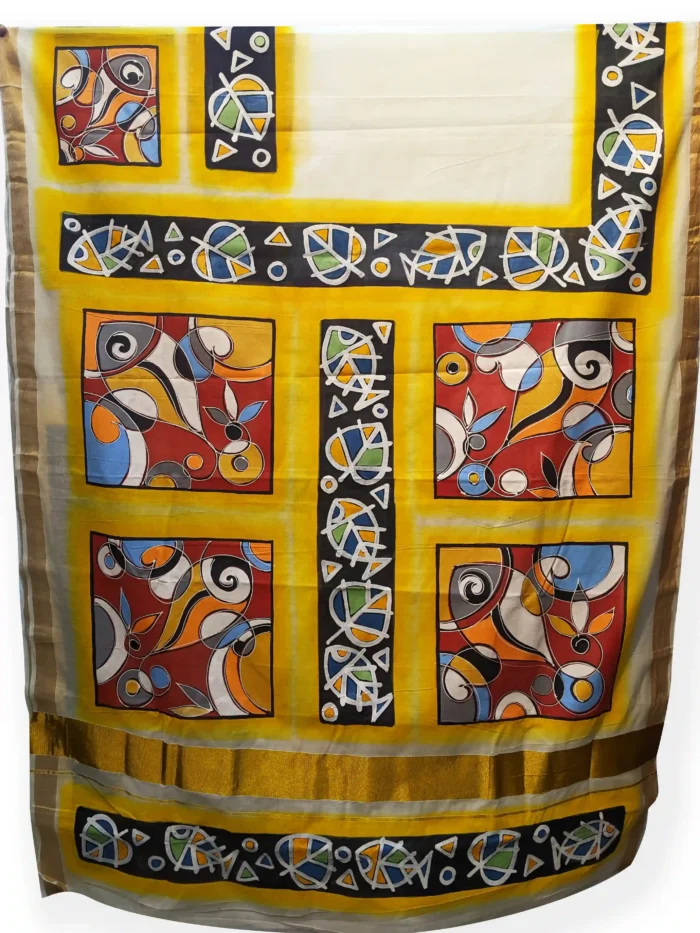 painted Kerala cotton saree