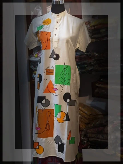 white half sleeve kurti