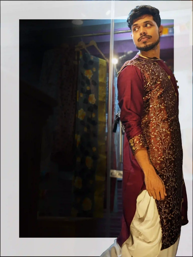 men's silk kurta set