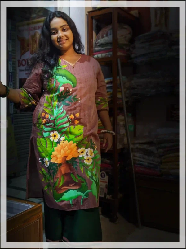 hand painted kurti set