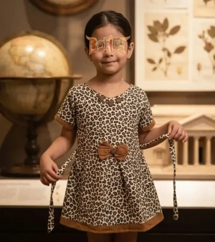 Leopard Print Cotton Kids Dress
