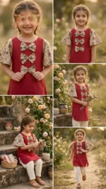 Floral sleeve kidswear dress
