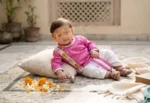 Boriby Rice Ceremony Dhoti Kurta Set for Baby Boy with embroidered kurta and striped dhoti