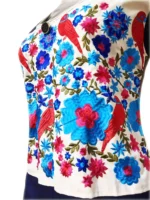Boriby designer floral embroidery premium rayon kurti with vibrant bird and flower motifs