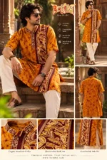 Man wearing handcrafted maroon batik half sleeve cotton kurta with ethnic motifs