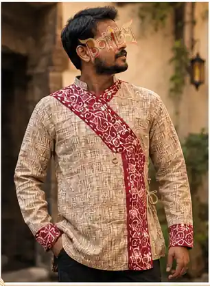 Side tie design of Boriby Men’s Cotton Angarakha Kurta for better fit