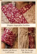 Stylish full sleeve cuff detail of Boriby Men’s Cotton Angarakha Kurta