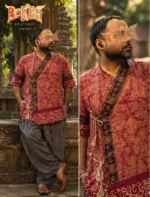 Front view of Boriby Men’s Cotton Angarakha Kurta with handcrafted detailing and tassel tie‑up